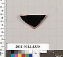 Terracotta fragment of a kylix (drinking cup), Terracotta, Greek, Attic
