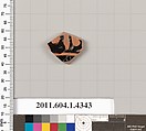 Terracotta fragment of a kylix (drinking cup), Terracotta, Greek, Attic