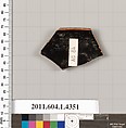 Terracotta fragment of a kylix (drinking cup), Terracotta, Greek, Attic