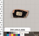 Terracotta fragment of a kylix (drinking cup), Terracotta, Greek, Attic