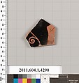 Terracotta fragment of a kylix (drinking cup), Terracotta, Greek, Attic