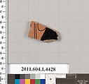 Terracotta fragment of a kylix (drinking cup), Terracotta, Greek, Attic