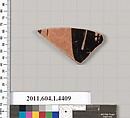 Terracotta fragment of a kylix (drinking cup), Terracotta, Greek, Attic
