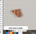 Terracotta fragment of a kylix (drinking cup), Terracotta, Greek, Attic