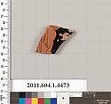 Terracotta fragment of a kylix (drinking cup), Terracotta, Greek, Attic