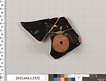 Terracotta fragment of a kylix (drinking cup), Terracotta, Greek, Attic