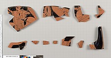 Terracotta fragments of a kylix (drinking cup), Terracotta, Greek, Attic