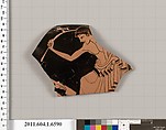 Terracotta fragment of a kylix (drinking cup), Attributed to the Triptolemos Painter [DvB], Terracotta, Greek, Attic