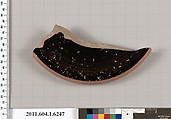 Terracotta fragment of a kylix (drinking cup), Terracotta, Greek, Attic