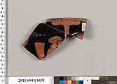Terracotta rim fragment of a kylix (drinking cup), Attributed to the Briseis Painter [DvB], Terracotta, Greek, Attic