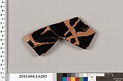 Terracotta fragment of a kylix (drinking cup), Terracotta, Greek, Attic