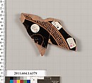 Terracotta fragment of a kylix (drinking cup), Terracotta, Greek, Attic