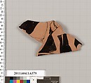 Terracotta fragment of a kylix (drinking cup), Terracotta, Greek, Attic