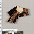 Terracotta fragment of a kylix (drinking cup), Terracotta, Greek, Attic