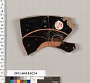 Terracotta fragment of a kylix (drinking cup), Terracotta, Greek, Attic