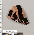 Terracotta fragment of a kylix (drinking cup), Terracotta, Greek, Attic