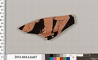 Terracotta fragment of a kylix (drinking cup), Terracotta, Greek, Attic