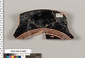 Terracotta fragment of a kylix (drinking cup), Terracotta, Greek, Attic