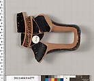 Terracotta fragment of a kylix (drinking cup), Terracotta, Greek, Attic