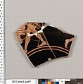 Terracotta fragment of a kylix (drinking cup), Terracotta, Greek, Attic