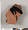 Terracotta fragment of a kylix (drinking cup), Terracotta, Greek, Attic