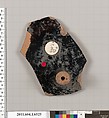Terracotta fragment of a kylix (drinking cup), Terracotta, Greek, Attic