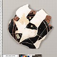 Terracotta fragment of a kylix (drinking cup), Terracotta, Greek, Attic