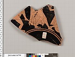 Terracotta fragment of a kylix (drinking cup), Terracotta, Greek, Attic