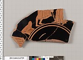 Terracotta fragment of a kylix (drinking cup), Terracotta, Greek, Attic