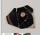 Terracotta fragment of a kylix (drinking cup), Terracotta, Greek, Attic