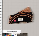 Terracotta fragment of a kylix (drinking cup), Terracotta, Greek, Attic