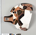 Terracotta fragment of a kylix (drinking cup), Terracotta, Greek, Attic