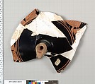 Terracotta fragment of a kylix (drinking cup), Brygos Painter, Terracotta, Greek, Attic