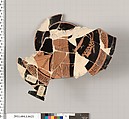 Terracotta fragment of a kylix (drinking cup), Terracotta, Greek, Attic