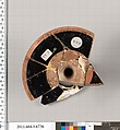 Terracotta fragment of a kylix (drinking cup), Attributed to Makron [DvB], Terracotta, Greek, Attic