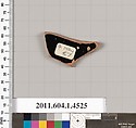 Terracotta fragment of a kylix (drinking cup), Terracotta, Greek, Attic