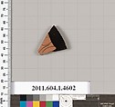 Terracotta fragment of a kylix (drinking cup), Terracotta, Greek, Attic