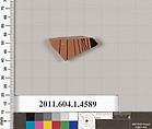 Terracotta fragment of a kylix (drinking cup), Terracotta, Greek, Attic