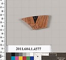 Terracotta fragment of a kylix (drinking cup), Terracotta, Greek, Attic