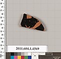 Terracotta fragment of a kylix (drinking cup), Terracotta, Greek, Attic