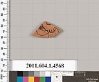 Terracotta fragment of a kylix (drinking cup), Terracotta, Greek, Attic
