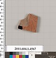 Terracotta fragment of a kylix (drinking cup), Terracotta, Greek, Attic