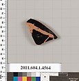 Terracotta fragment of a kylix (drinking cup), Terracotta, Greek, Attic