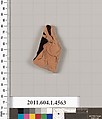 Terracotta fragment of a kylix (drinking cup), Terracotta, Greek, Attic