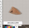 Terracotta fragment of a kylix (drinking cup), Terracotta, Greek, Attic