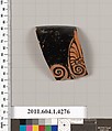 Terracotta rim fragment of kylix (drinking cup), Terracotta, Greek, Attic