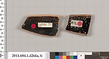 Terracotta rim fragments of kylikes (drinking cups), Terracotta, Greek, Attic