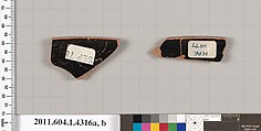 Terracotta rim fragments of kylikes (drinking cups), Terracotta, Greek, Attic