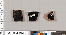 Terracotta fragments of kylikes (drinking cups), Terracotta, Greek, Attic