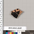 Terracotta fragment of a kylix (drinking cup), Terracotta, Greek, Attic